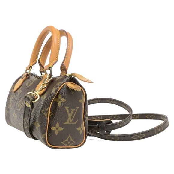 LOUIS VUITTON Mini Speedy 2Way Hand Bag Monogram Leather Brown - Picture 3 of 14